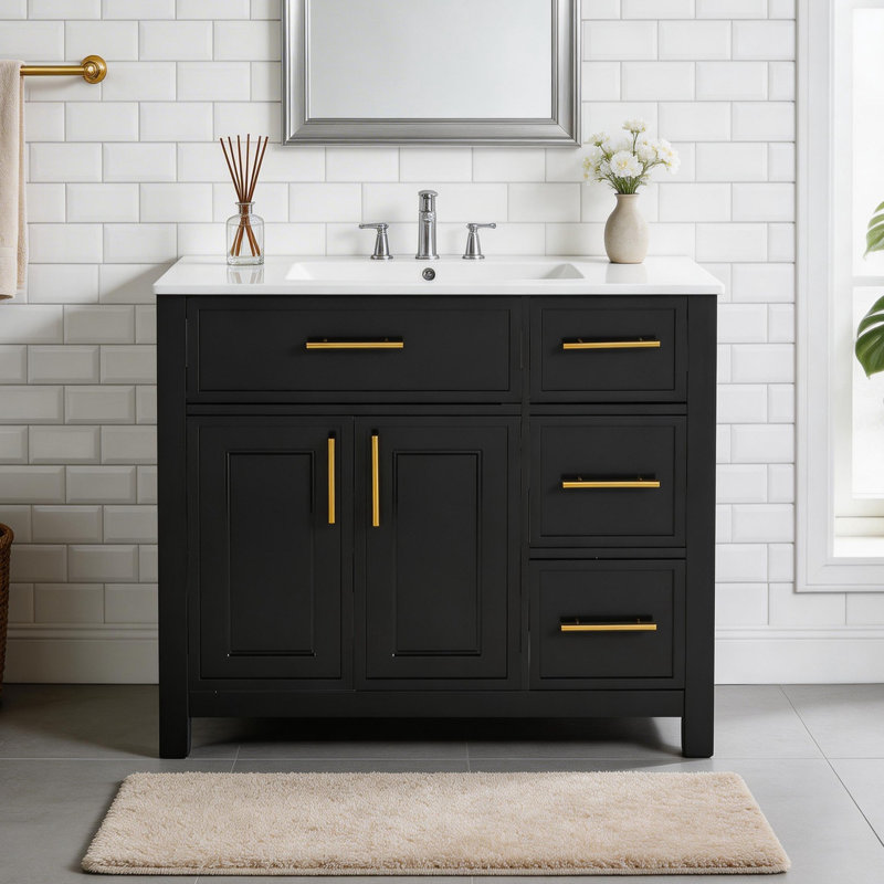 Ensemble de meuble-lavabo avec lavabo 36 po Doory, Noir