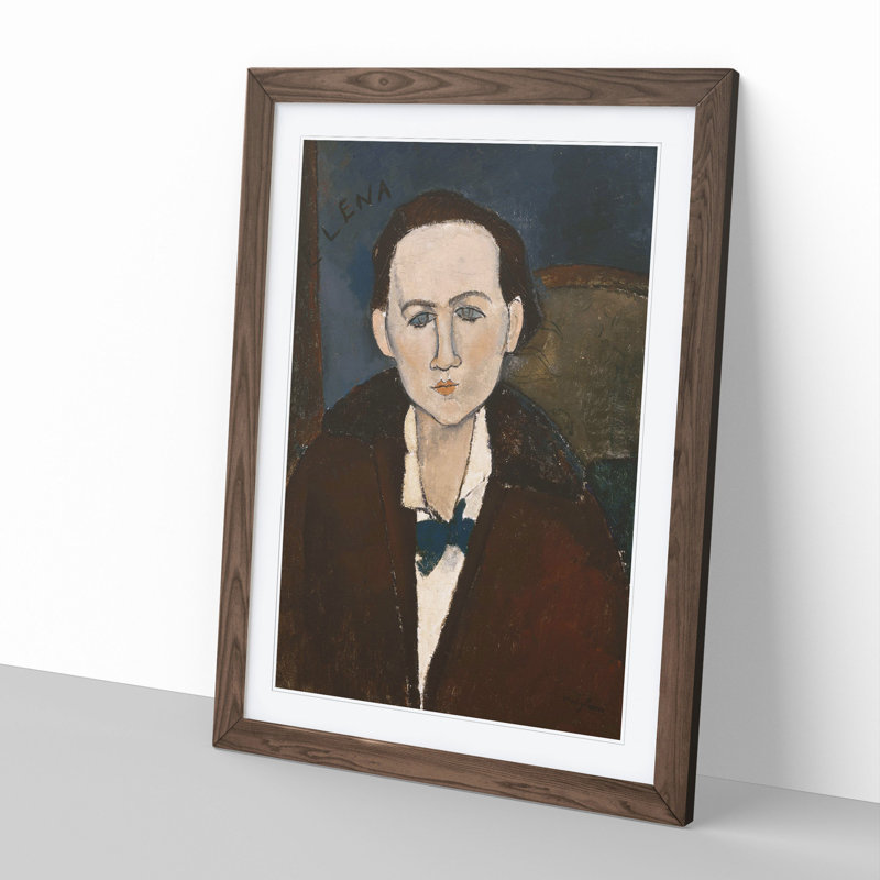 Elena Povolozky by Amedeo Modigliani - Picture Frame Painting, 36cm H x 27cm W x 2cm D, Walnut Framed