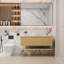 Meuble-lavabo mural moderne 48 po avec lavabo Vessal et comptoir en pierre 48 po