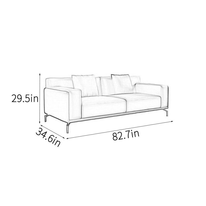 82.7" Vegan Leather Sofa