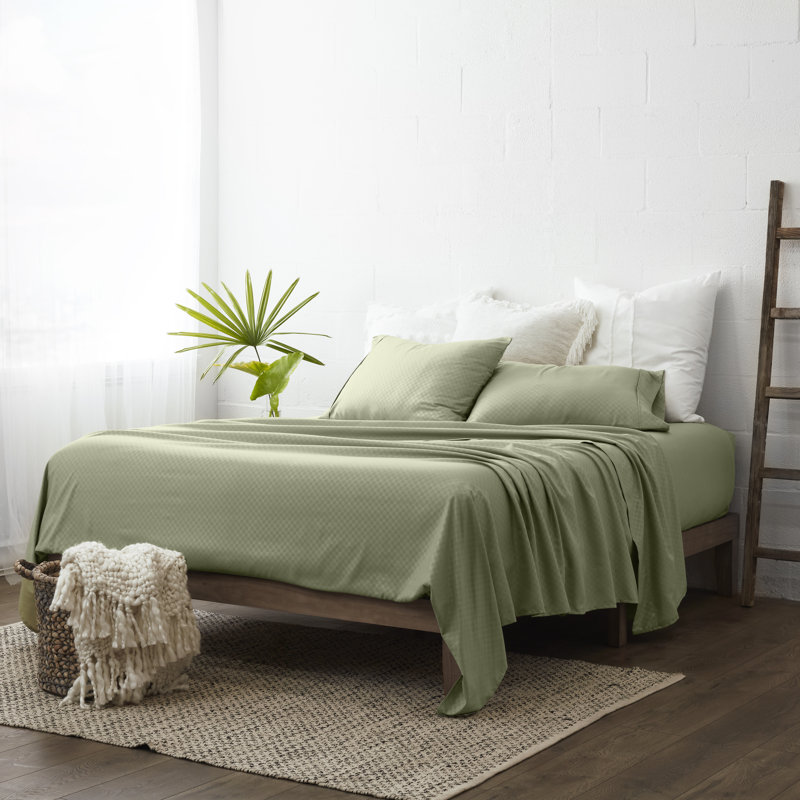 Simply Soft™ Chevron Embossed Bed Sheet Set, Sage, Full