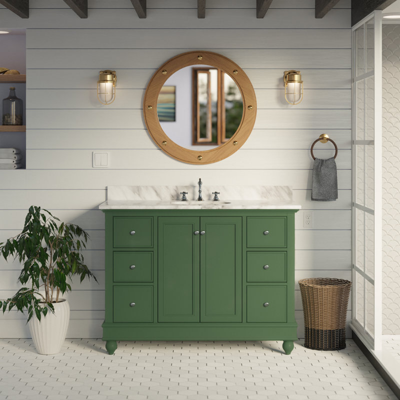 Ensemble de meuble-lavabo simple 48 po Ferdinand, Marbre de Carrare, Vert sauge