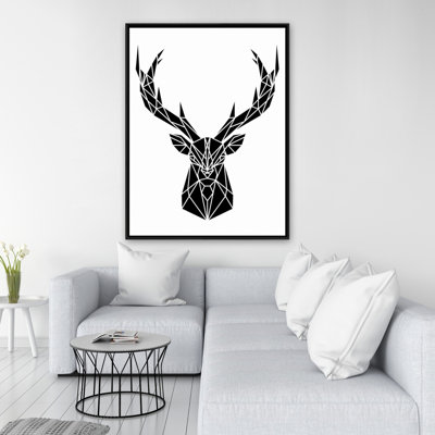 Geometric Deer Head Print On Canvas