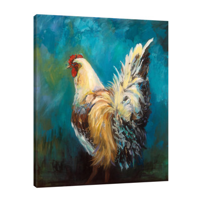 Reproduction d’art sur toile tendue, "portrait de poule abstrait" par Jeanette Vertentes