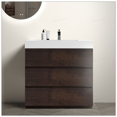 Meuble-lavabo autoportant de 24 po avec lavabo, sans drain ni robinet