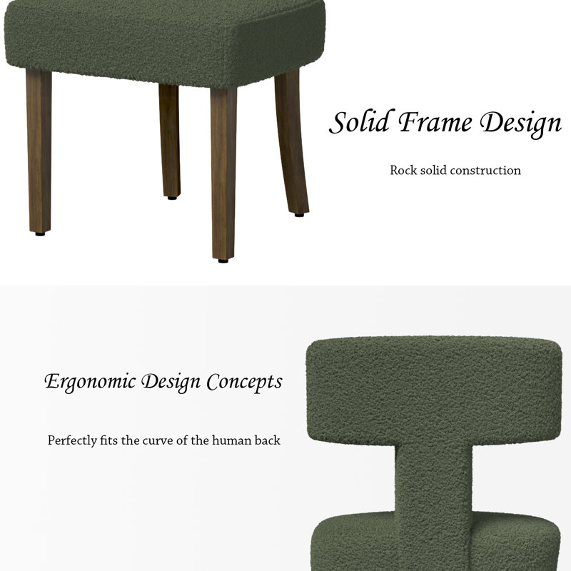 Ensemble de 8 chaises de salle à manger rembourrées Boucle, Vert