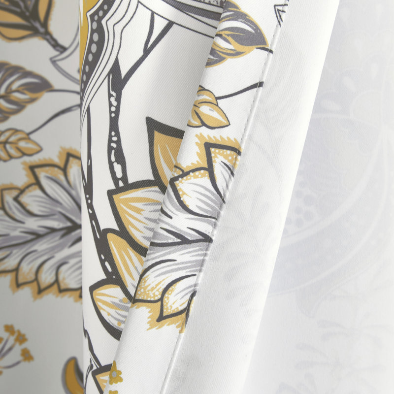 Jacobean Garden Room Darkening Curtain Pair, 52" W x 84" L, Yellow