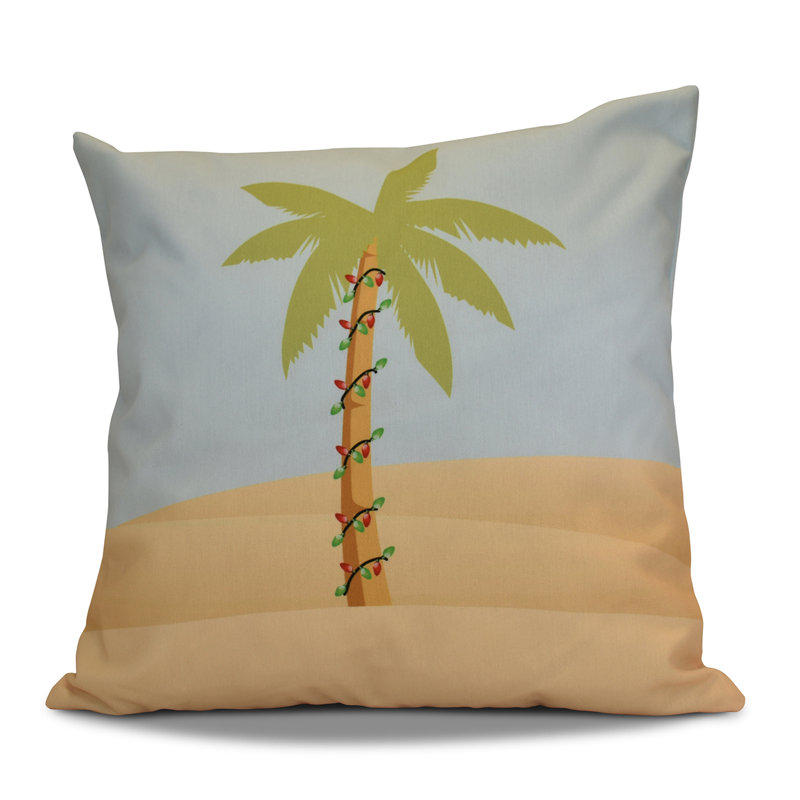 Coastal Christmas Outdoor Reversible Throw Pillow, Light Blue, 18" H x 18" W