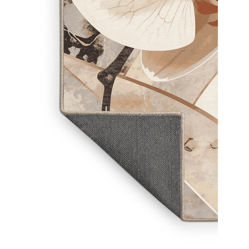 Tapis beige moelleux moelleux en orchidée chic et luxueux beige - reliure beige, 5 x 8