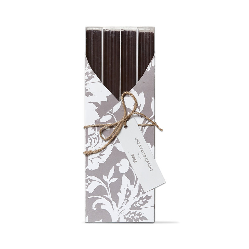Bougie conique non parfumée avec porte-étain, Noir