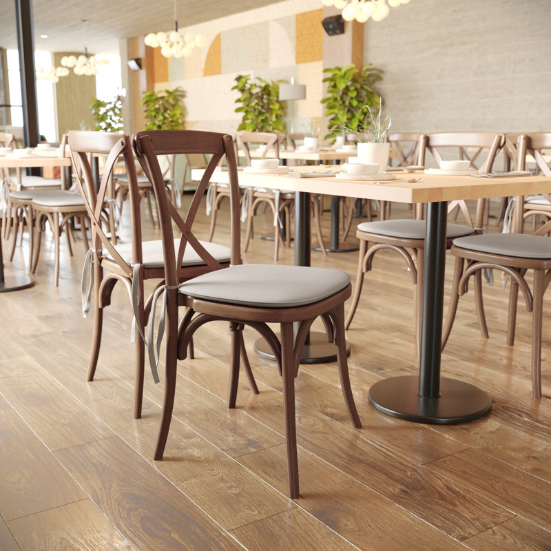 Chaise de bistro empilable à dossier croisé en bois avec coussin Aroust Series, Pacanier, 2