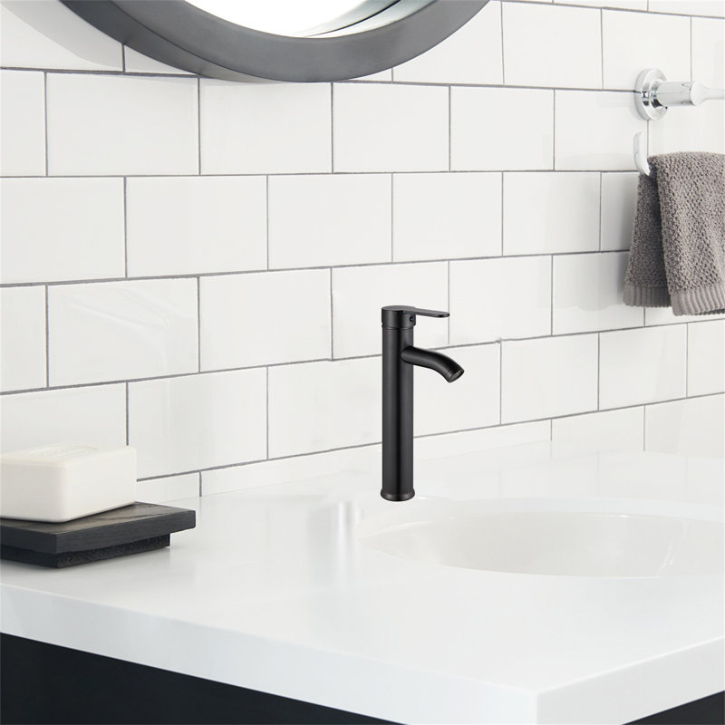 Loft-Style Tall Single Handle Bathroom Faucet - Oil Rubbed Stainless Steel Deck Mount Basin Mixer With Pop-Up Drain & Supplies