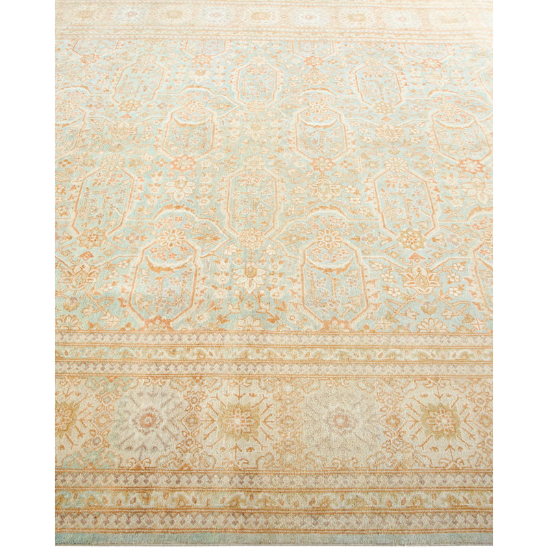 Tapis unique noué à la main beige Keenan, 6 pi x 8 pi 10 po
