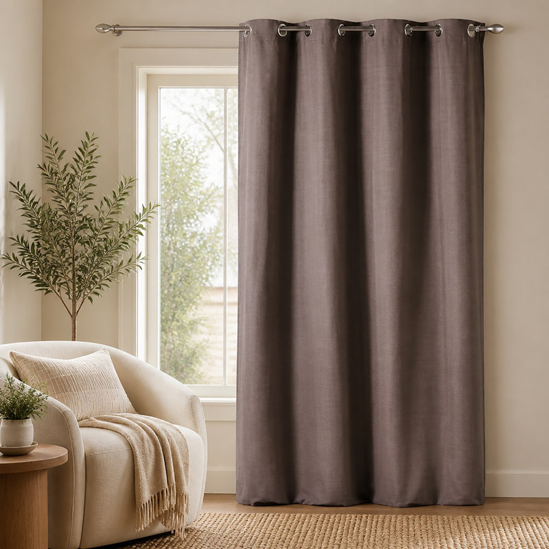 Panama 100% Cotton Room Darkening Curtain, Taupe