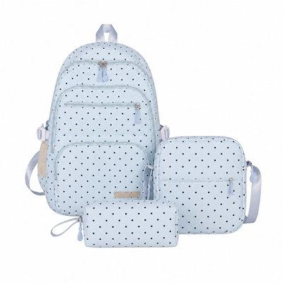 adorable sac à dos de festival à pois avec sac à lunch et pochette - Élégant et tendance pour les filles et les adolescentes