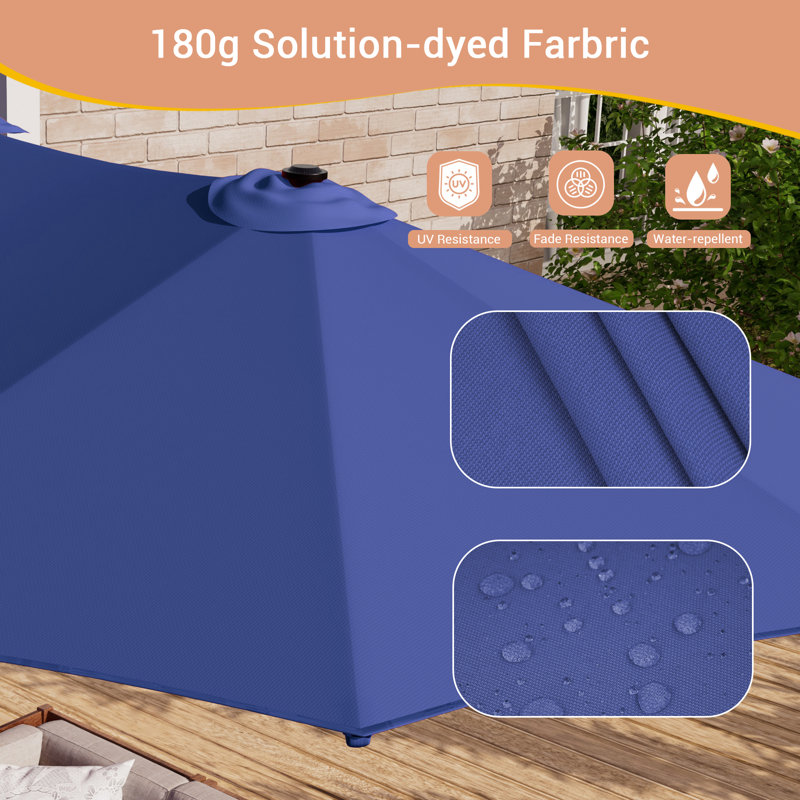 Parasol de patio double face 13 x 7,2 pi, très grand parasol d'extérieur avec manivelle, Marine