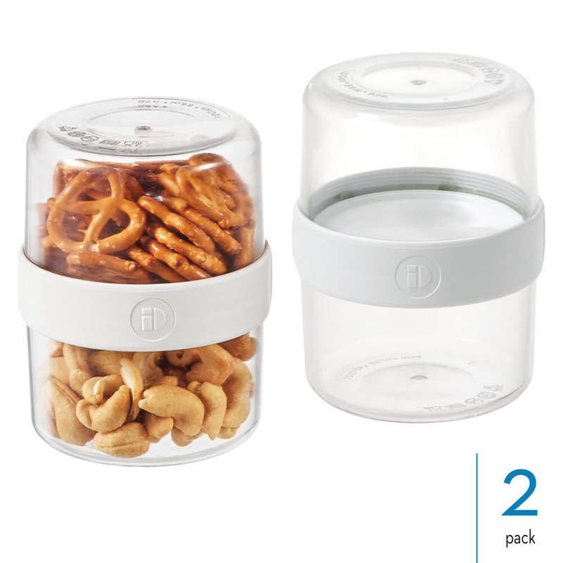 Contenants pour aliments empilables et empilables de taille moyenne iDesign - ensemble de 2 - transparent / blanc, 1,14 pinte