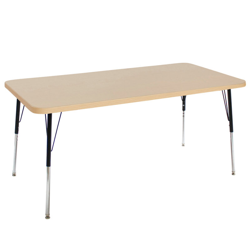 Table d'activité rectangulaire avec pieds réglables La Madera, Érable / noir, 36 po x 72 po, Standard