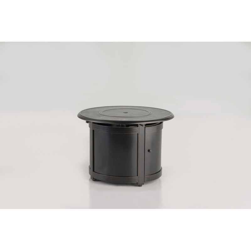 Manchester Black Aluminum Round Gas Fire Pit Table
