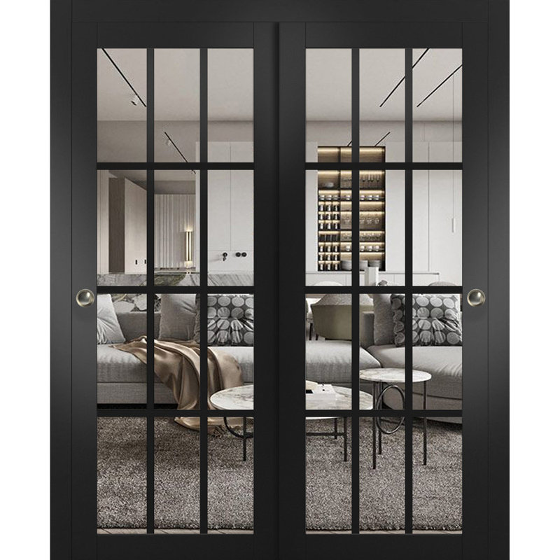 Portes coulissantes en verre transparent Felicia, 64 po x 80 po