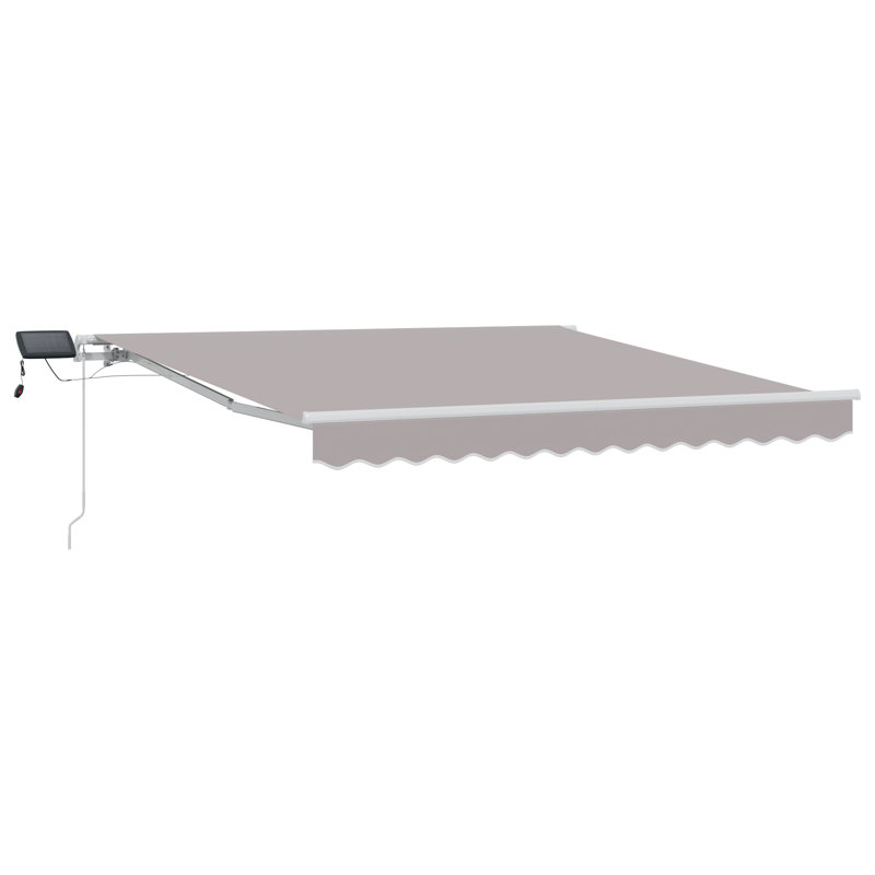 Brayden Studio Fabric Cover Retractable Patio Awning, Light Grey, 350 cm W x 250 cm D
