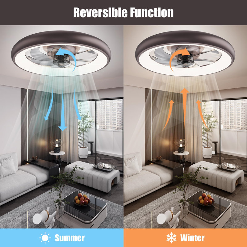Ventilateur de plafond moderne 20 "avec lumières et télécommande, Brun