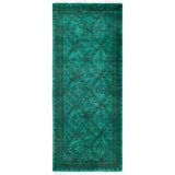 Overdyed Hand-Knotted Wool Modern-Contemporary Green Runner 2' 5" x 6' 1"