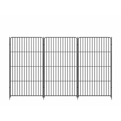 Panneaux de clôture de jardin en métal avec barrière - barrière décorative pour animaux, bordure extérieure de patio et de patio, installation sans creusage, noir, paquet de 8, 48 po x 27 po chacun, 8 pièces avec porte