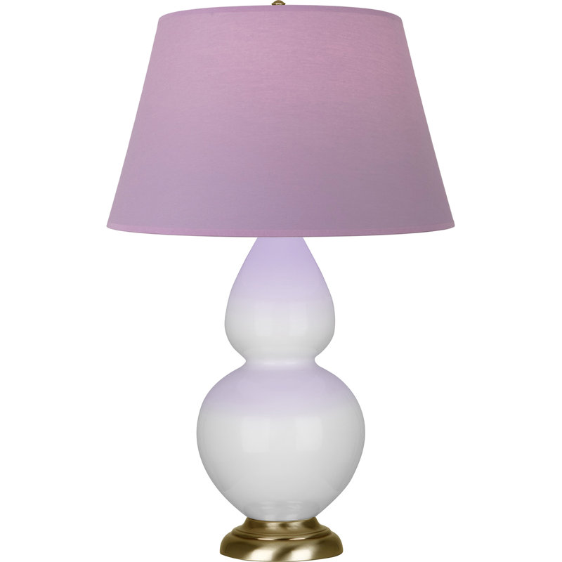 Lampe de table double gourde en céramique, Marguerite émaillée / laiton, Lavande / prune, Laiton