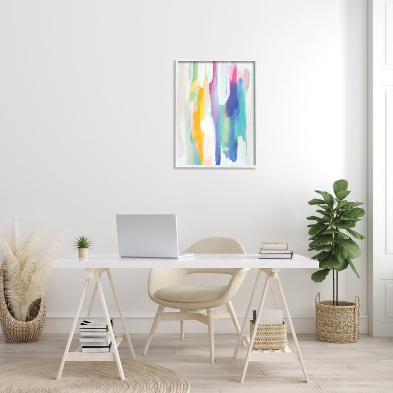 Allure Rainbow Tones - peinture sur toile, Giclée encadrée blanc bord de mer, H 30 po x l 24 po x 1,5 po
