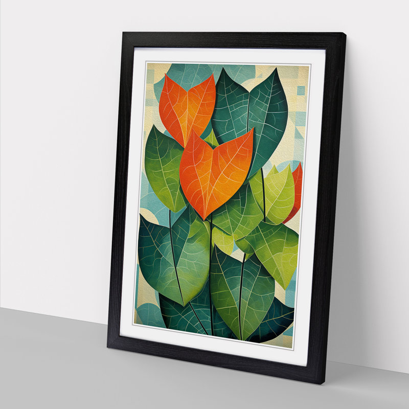 Ivy Leaf Constructivism Art - Framed Print, Black Framed, 34cm H x 25cm W x 2cm D