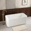 Baignoire autoportante autoportante en acrylique rectangulaire rectangulaire 59 po 59 po, acrylique blanc brillant, bonde escamotable en chrome, certifiée Cupc