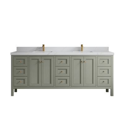 Nashville 84 In. W X 22 In. D Double Sink Bathroom Vanity In Alabaster With 2 In.