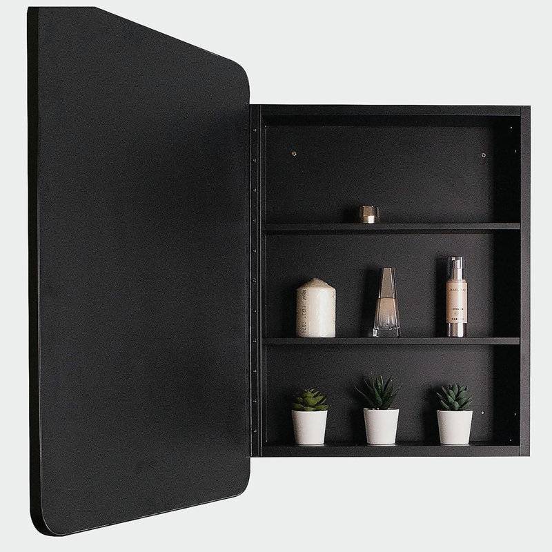 Armoire à pharmacie murale ou en métal avec miroir, Noir