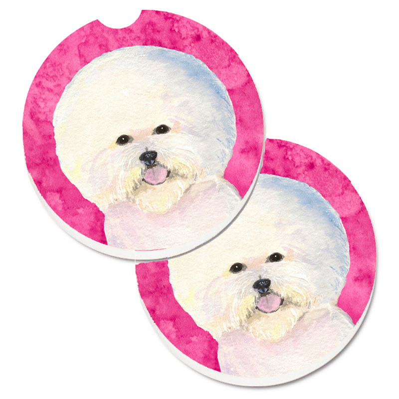 Sous-verre barbu collie voiture, Bichon frisé
