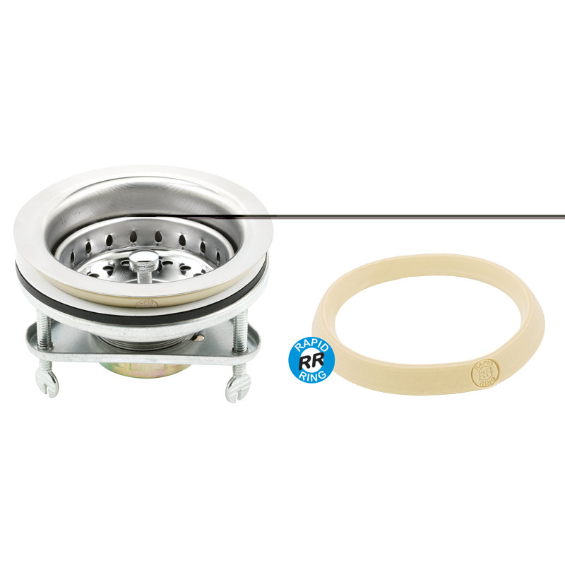 Kitchen Sink Basket Strainer Drain Assembly 3-1/2" to 4" with Putty Stainless Steel 3 Screw Mount