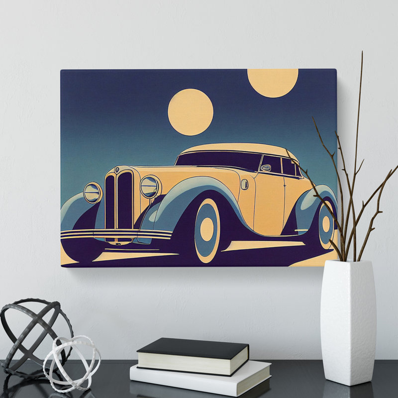 Classic Car Art Deco - Wrapped Canvas Print, 35cm H x 50cm W x 3cm D