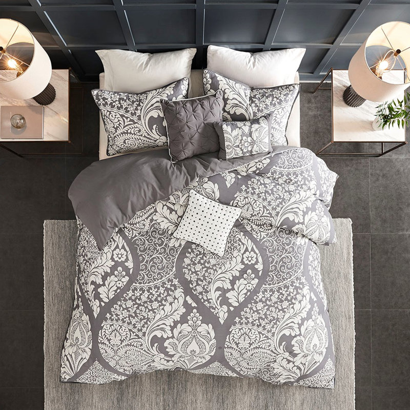 Literie 100% coton pour très grand / très grand lit avec bordure à housse de couette à bordure unie et coussins de manipulation de tissu