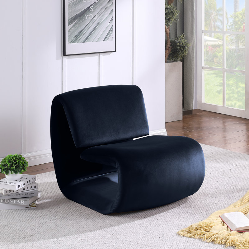 Fauteuil d'appoint en velours Koco, Velours bleu marine