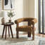 Ensemble de 2 chaises d'appoint en tonneau Mohair, 3 pieds en bois de noyer-931136351