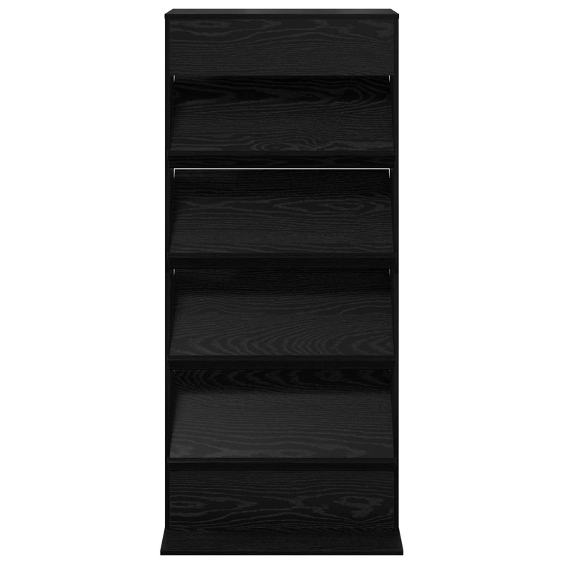 Wood Free Standing Magazine Rack, Black Oak