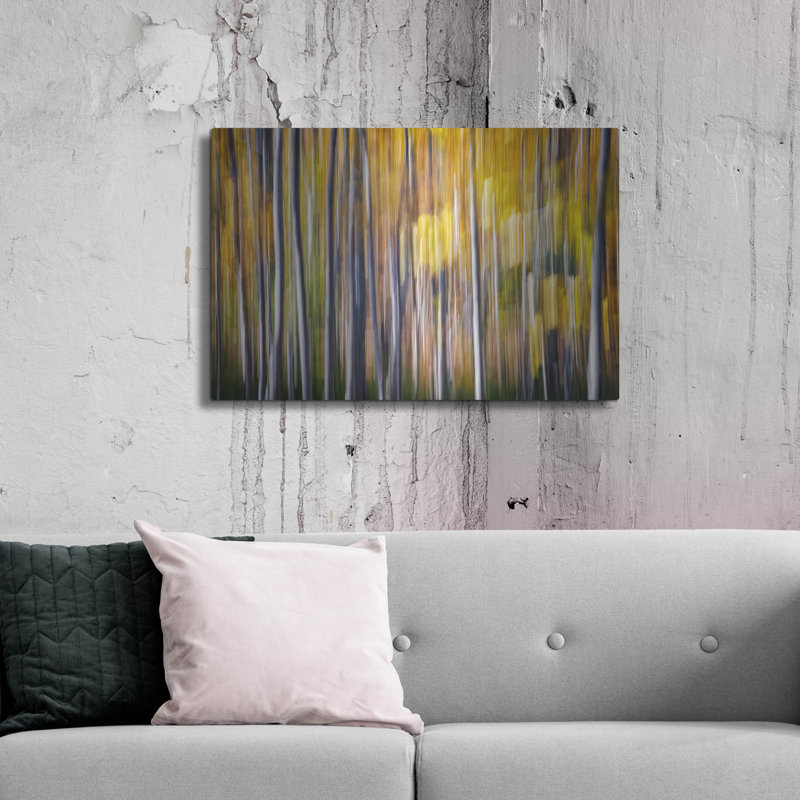 «Autumn Birches Abstract» par Rick Berk, H 24 po x l 36 po