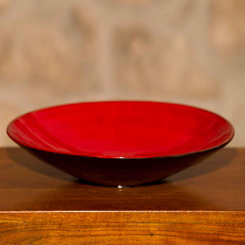 Cherolyn Handmade Ceramic Table Vase, 7cm H x 27cm W x 27cm D, Red