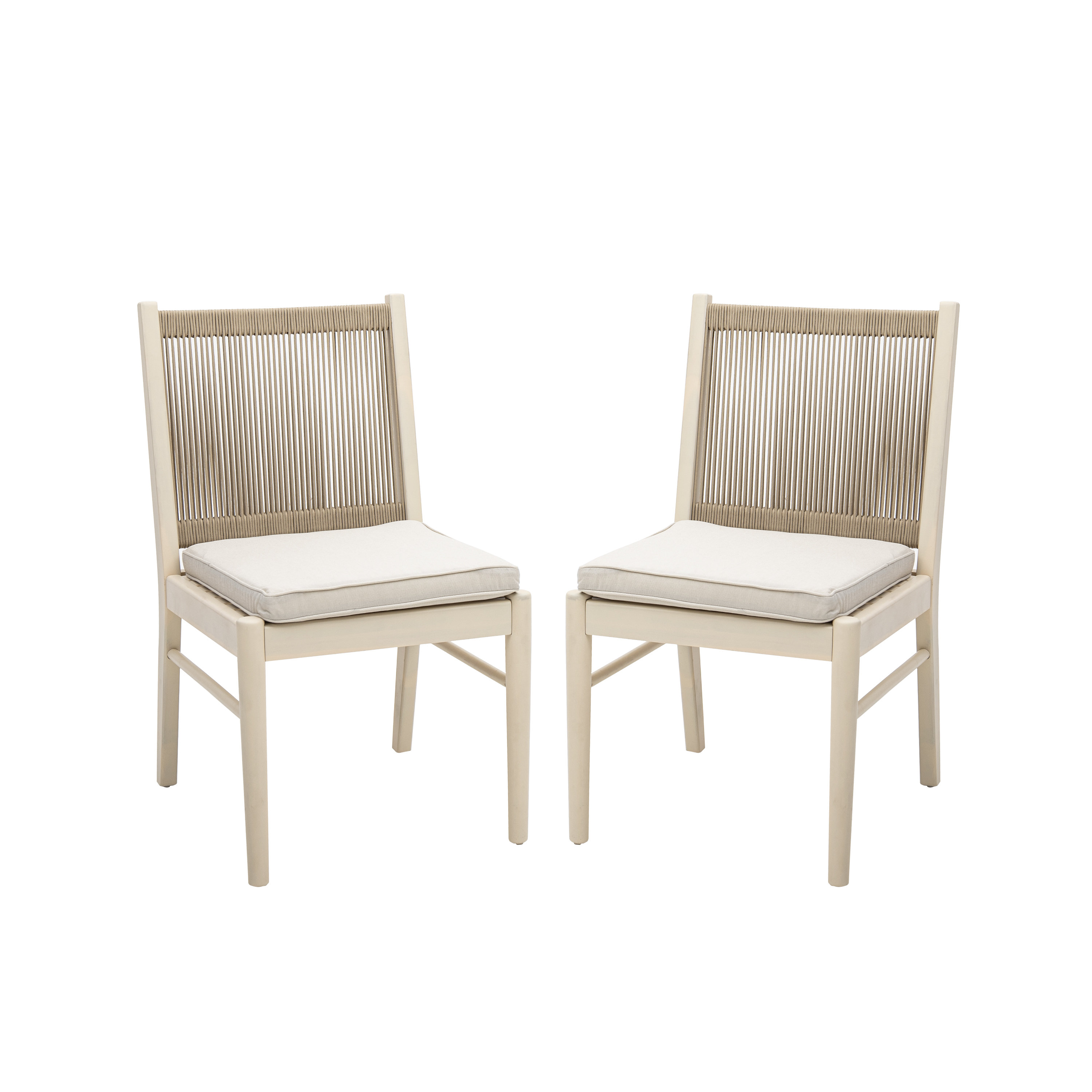 Latitude Run® Outdoor Rope Dining Chairs Set of 2 with Cushions, Modern ...