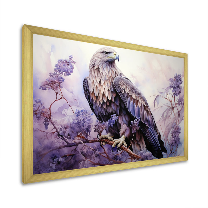 Aigle et grâce au domaine I, Cadre doré simple, H 30 po x l 40 po