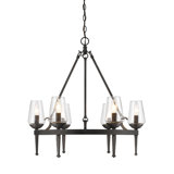 Wooler 6 - Light Dimmable Wagon Wheel Chandelier
