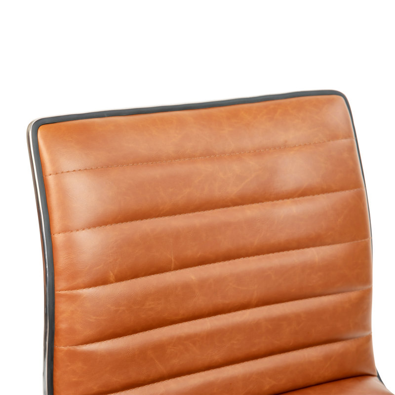 Chaise de bureau Merchiston, Noir, Vinyle brun