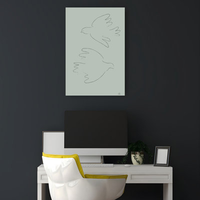Flying Peace Doves Minimalist Bird Wall Art Print 1 Piece Wrapped Canvas Wall Art