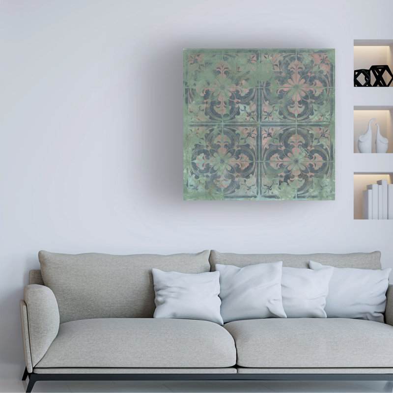 Art mural sur toile tendue - "Romance Tile III" de June Erica Vess pour décoration de salon, de chambre à coucher ou de bureau - 24 x 24