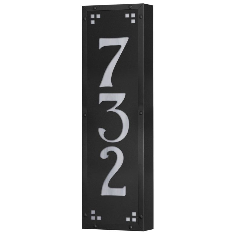 Plaque d'adresse murale personnalisable 12 V pour 3 numéros, Noir / blanc